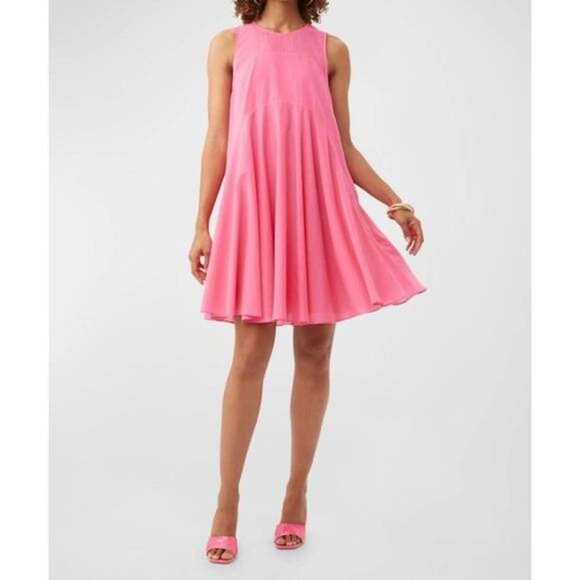 Trina Turk Mauvie Swing Trapeze Dress Sleeveless Lightweight Cotton Pink XXL NEW - Picture 1 of 10